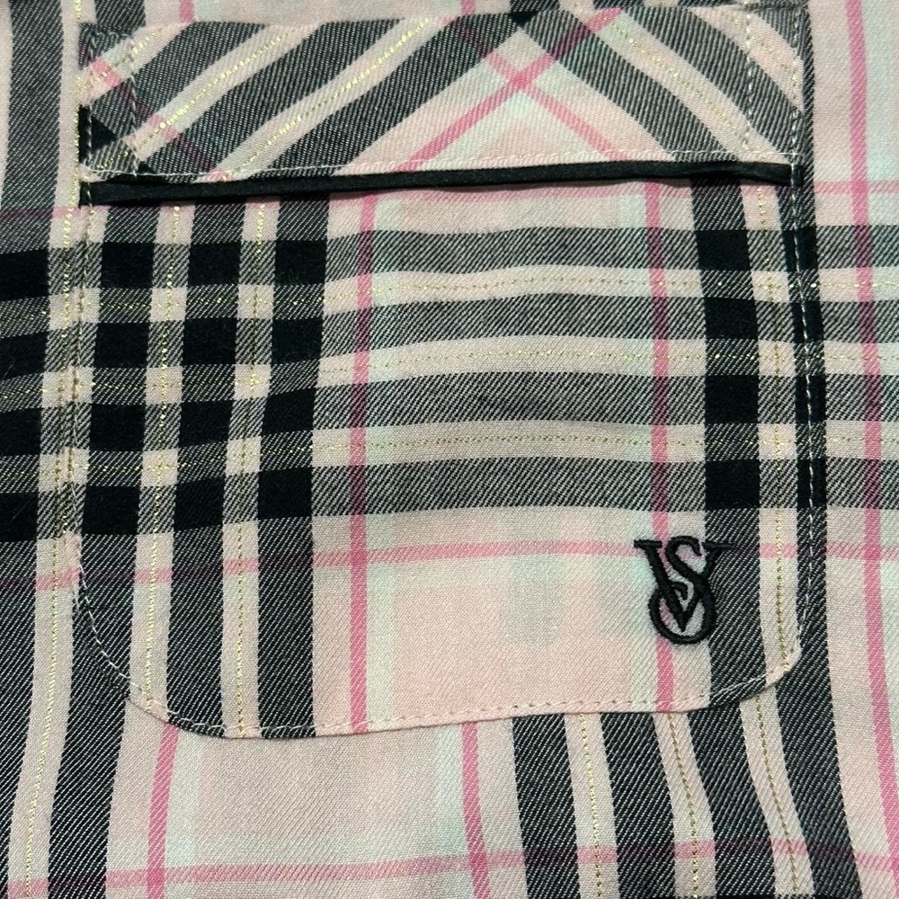 Victoria's Secret NWT Pretty Blossom Pink Plaid Pajama Set Size Medium Long - Picture 3 of 8